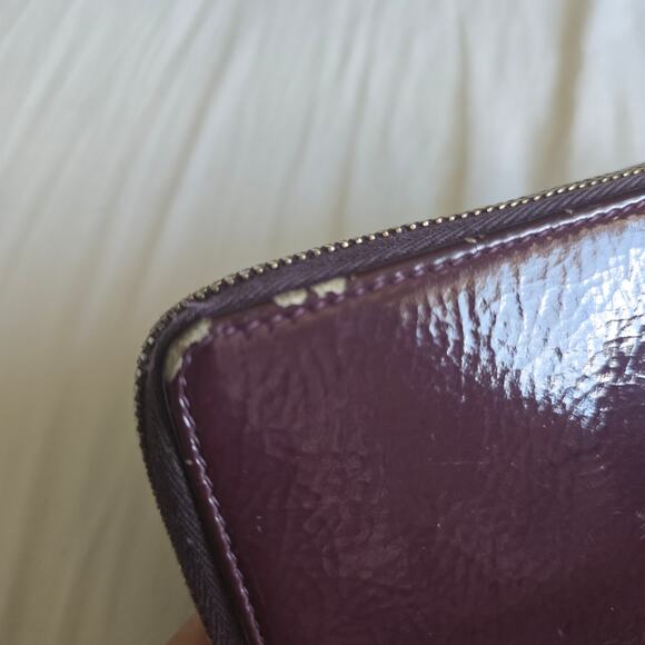 Vintage Saint Lauren Paris Zip Long Wallet Patent Leather Purple - Picture 5 of 11